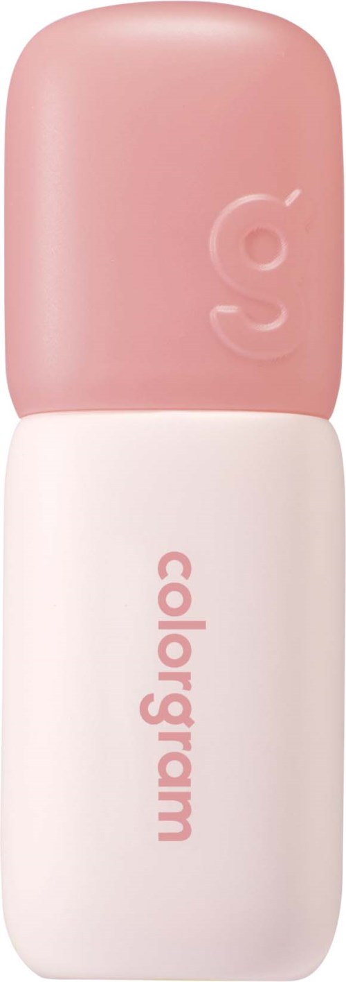En rosa og hvit makeup- eller hudpleief bottle med merkenavnet colorgram. Topp er rund og rosa.