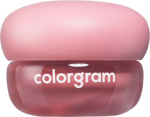 En rosa kosmetikkbeholder med avrundet lokk og ordet colormap på bunndelen.
