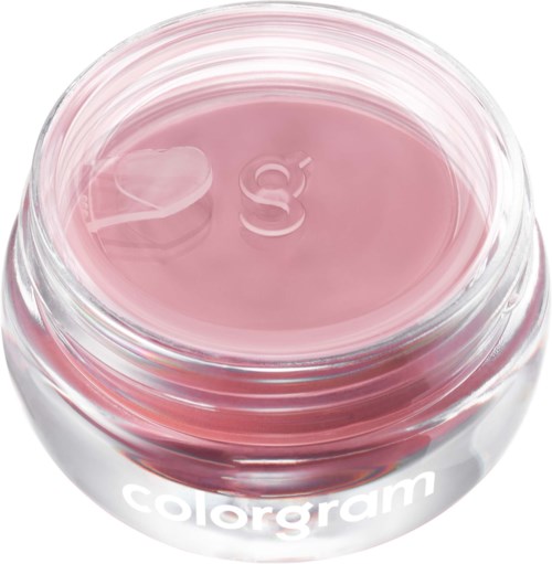 Rosa gel i en gjennomsiktig beholder med ordet colorgram på.