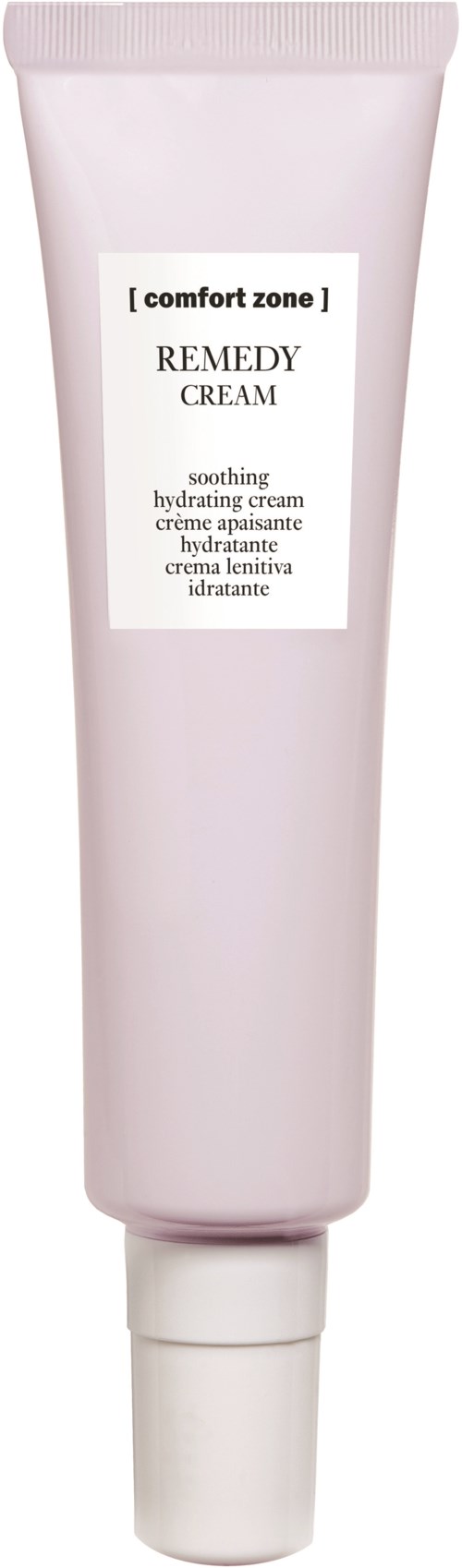 Vaaleanpunainen putki Remedy Creamilta Comfort Zone:lta, merkattu rauhoittavaksi ja kosteuttavaksi ihonhoidoksi.