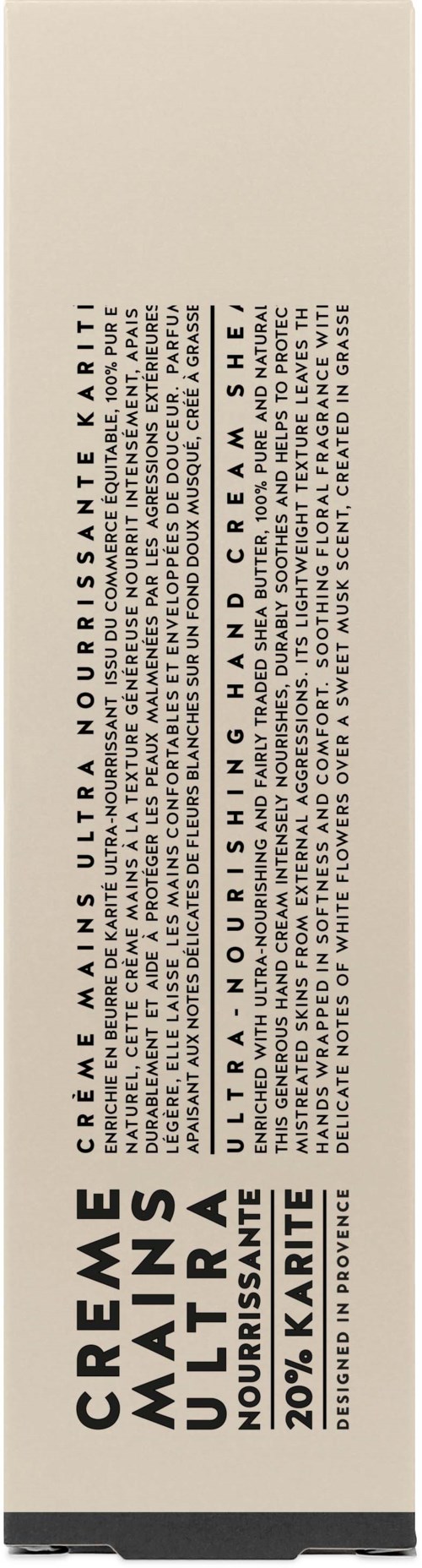 A white skincare product box with black text describing its benefits and ingredients.