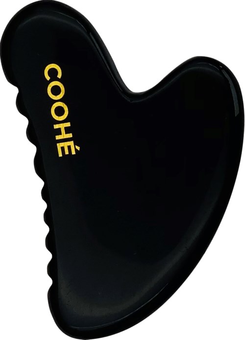 Black shoehorn with yellow text that reads "COOHE" on it.