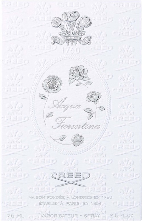 En blommig design med rosor och en krona, text med ett namn och märket Reed. Det nämns London, Paris och en spray.