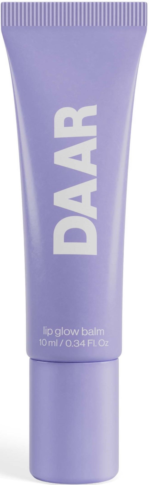 Lila tube met label "DAAR", bevat lipglossbalsem, 10 ml.