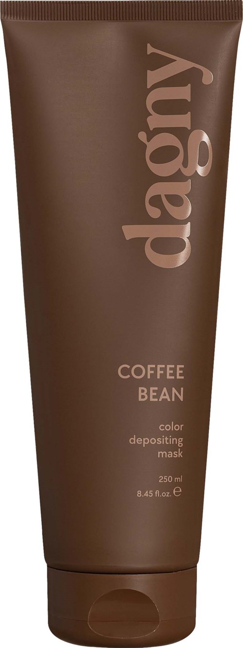 A brown tube labeled Dagy Coffee Bean color depositing mask, 250 ml, for hair.