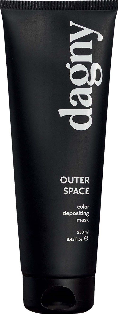 A black tube labeled "dagy" with "outer space" and describing it as a color depositing mask.