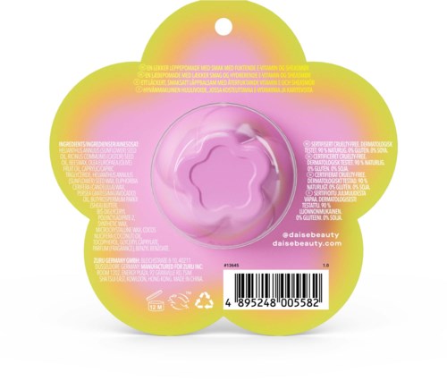 Product packaging with pink gel inside a yellow star-shaped container and a barcode.