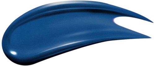 Blauwe gelachtige substantie in druppelvorm met puntige uiteinde.