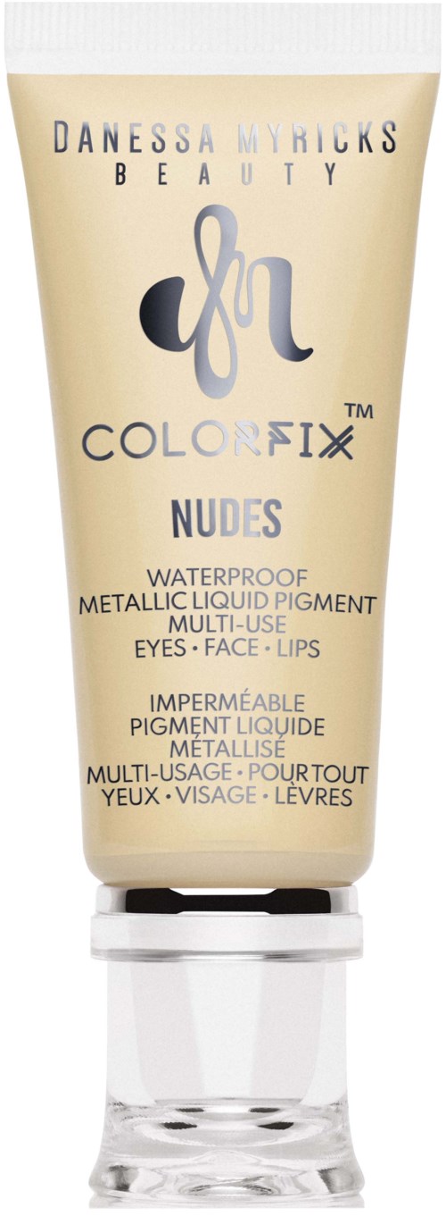 Een tube van Danessa Myricks Beauty Colorfix Nudes, waterdichte vloeibare pigment voor ogen, gezicht, lippen.