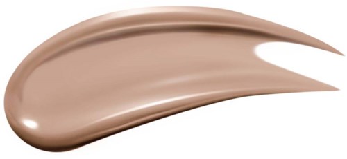 Een bruine make-up foundation of concealer smering met een gladde, romige textuur, taps toelopend aan één uiteinde.