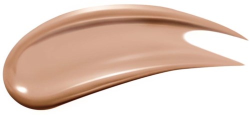 Een gladde, beige kleurige crème of make-upplek met een glanzende, romige textuur.