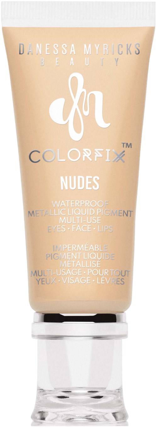 Beige tube van Danessa Myricks Beauty Colorfix Nudes waterproof make-up voor ogen, gezicht en lippen, met doorzichtige dop.