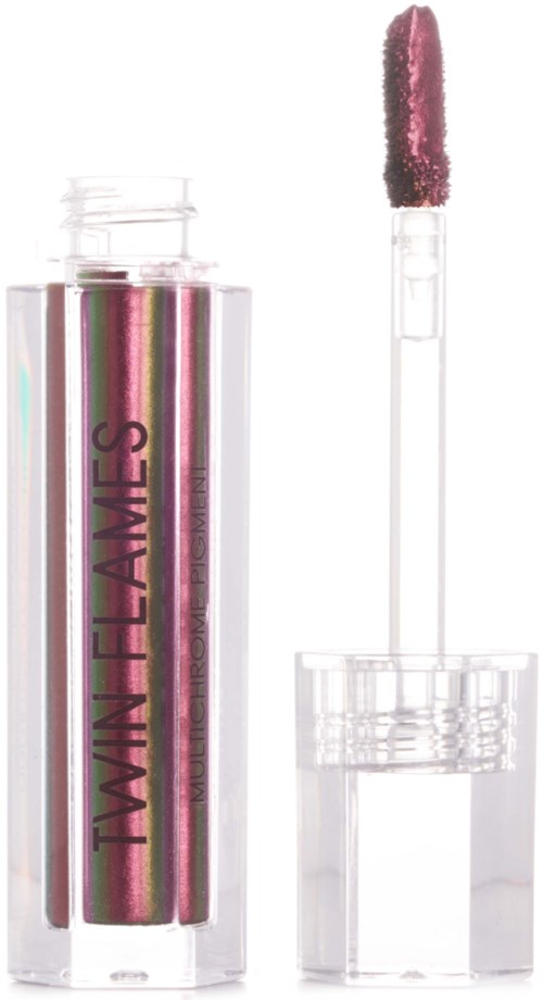 A lip gloss tube with pink glittery gloss inside and a clear cap, showing the applicator wand.