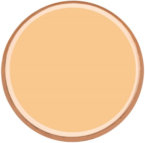 Een ronde houten oppervlakte met licht beige kleur en een donkerdere rand, vergelijkbaar met een houten onderzetter of bord.