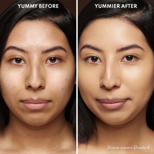 Side-by-side comparison shows clear skin and improved appearance after using a product or treatment.