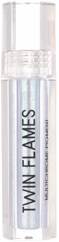 A tube of lip gloss labeled Twin Flames Multicolor Chro, with a shiny, holographic finish.