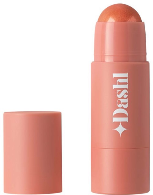 Een perzikkleurige stick met het woord "Dash" en een ster-icoon, waarschijnlijk een cosmetisch product.