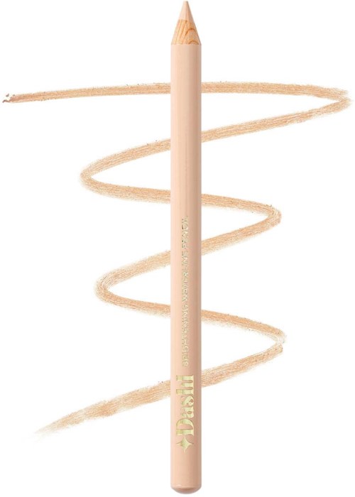 Een beige potlood met een spiraal van dezelfde kleur eromheen, die zijn vorm en ontwerp benadrukt.