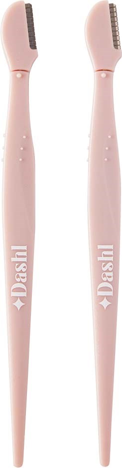Twee roze tandenstokken met de naam Dash, rechtop geplaatst.