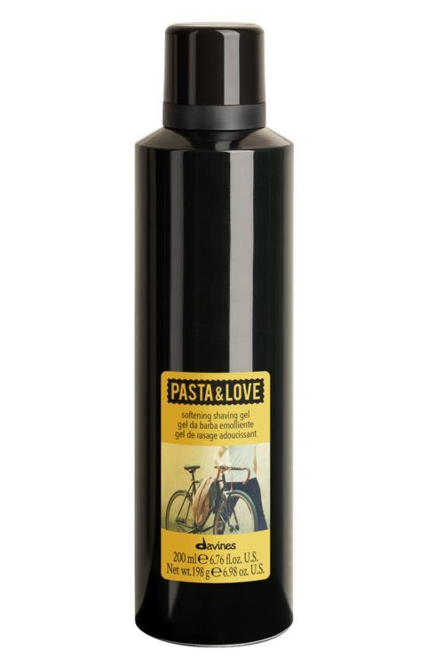 En svart sprayflaska med en gul etikett som säger "PASTA & LOVE" och har cykelbilder.
