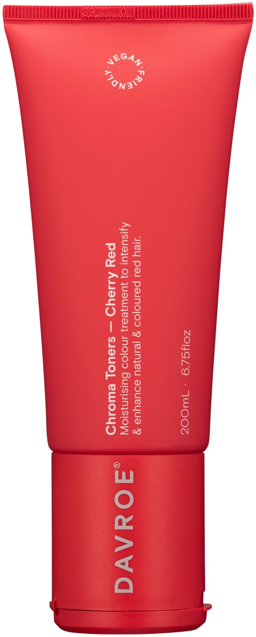 Rote Tube mit Beschriftung DayRoe Cherry Red, für Haare, enthält 200ml, vegan, fördert natürliche Farbe und Glanz.