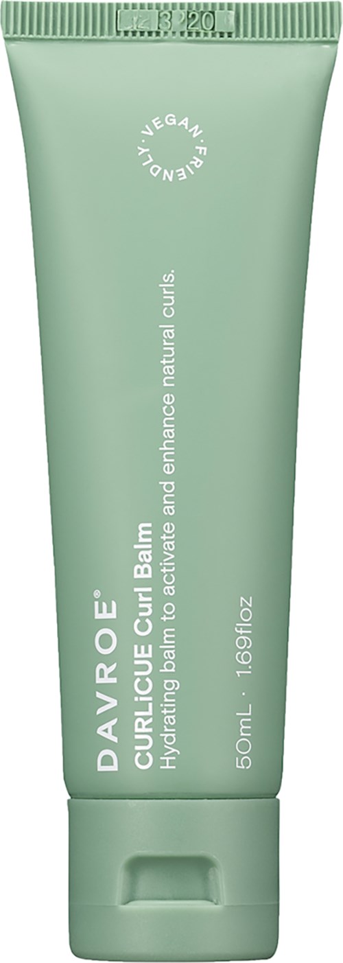 Green tube of Davroe Curlie Curl Balm, 50ml, vegan, helps define and enhance natural curls.