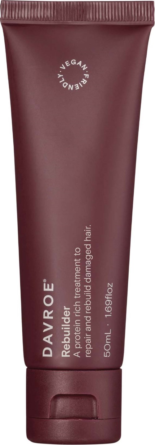 Bordeauxrotes Tube mit Aufschrift 'DAVROE' zur Reparatur von geschädigtem Haar, 50ml, veganfrei.