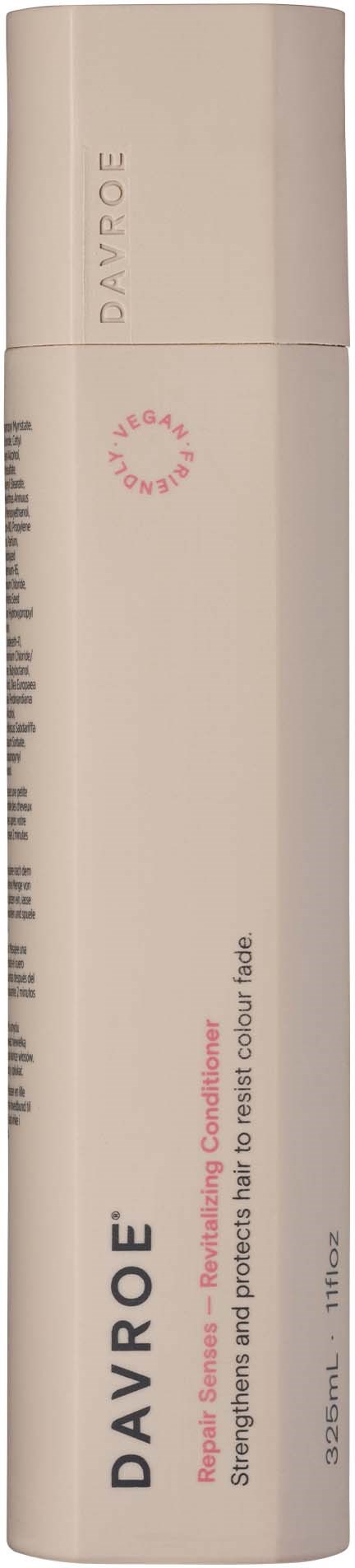 Eine weiße Sprühflasche mit beigem Deckel, beschriftet Davroe, für das Styling mit Farbschutz.