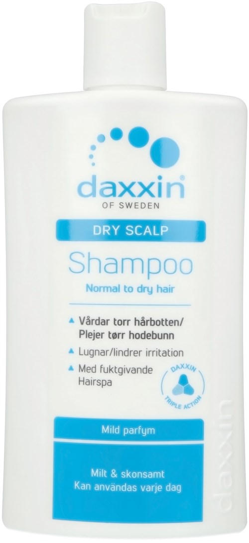 Witte shampoo fles voor een droge hoofdhuid, lichte geur, geschikt voor dagelijks gebruik op normaal tot droog haar.
