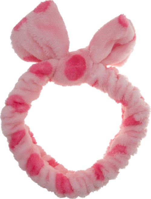 Pink fluffy headband with bunny ears. Soft and cute accessory for kids or fun wear.