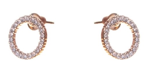 Dazzling Earrings Col Round Circles With Clear Crystals Gold