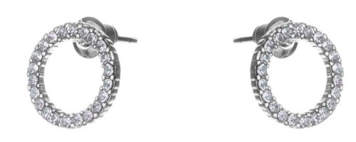 Dazzling Earrings Col Round Circles With Clear Crystals Silver