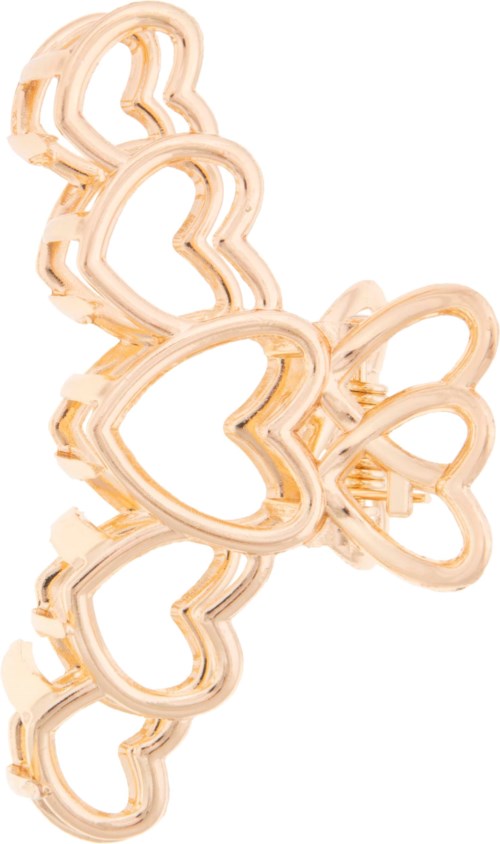 Gold-colored butterfly with heart-shaped wings and a curved body. The wings are made of multiple hearts in a line.