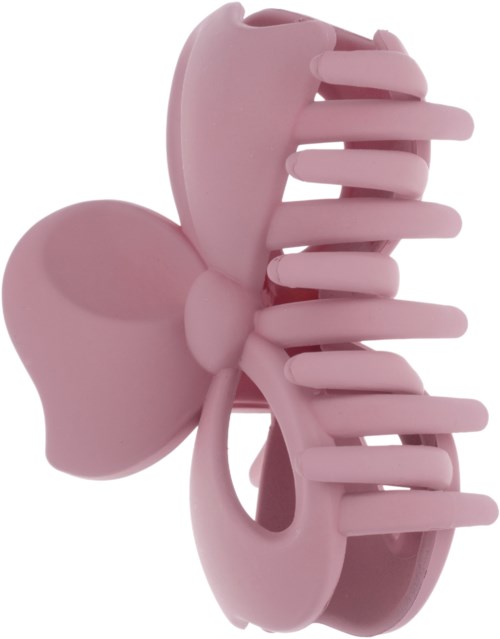 Pink plastic hair clip shaped like a butterfly with multiple prongs for holding hair.