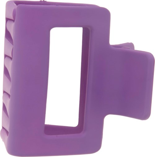A purple foam mold shaped like a number four with a rectangular cutout and textured sides.