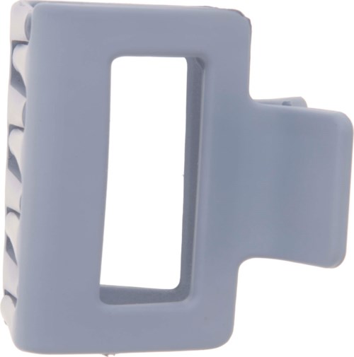 Gray plastic component with a rectangular opening and protruding section.