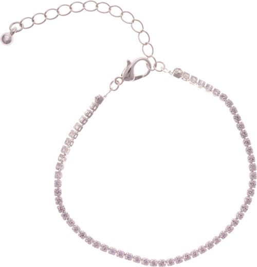 A silver bracelet with a heart-shaped clasp and glittering stones, linked with a small chain.