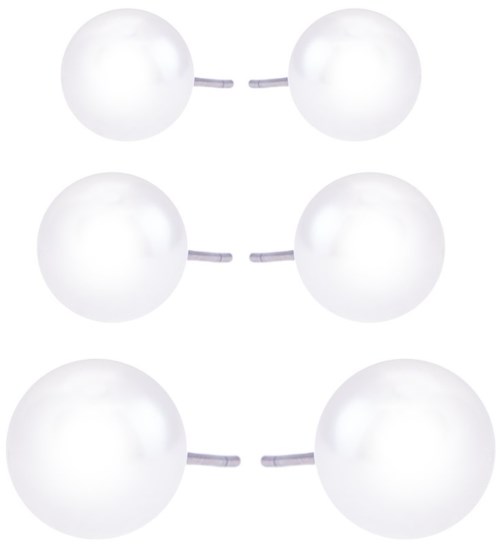Sechs weiße runde Objekte mit kleinen Stangen, die Paare verbinden, in drei Reihen angeordnet. Sie schauen aus wie Dekorationsbälle oder Lichter.