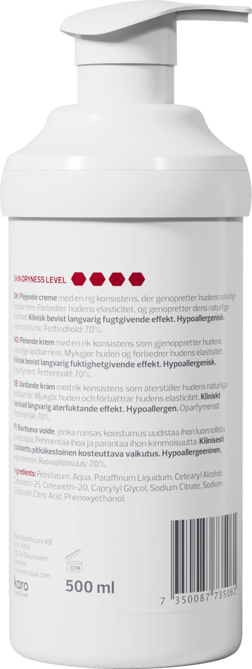 A white bottle with a pump, containing skincare or hand soap, with text and a barcode on it.