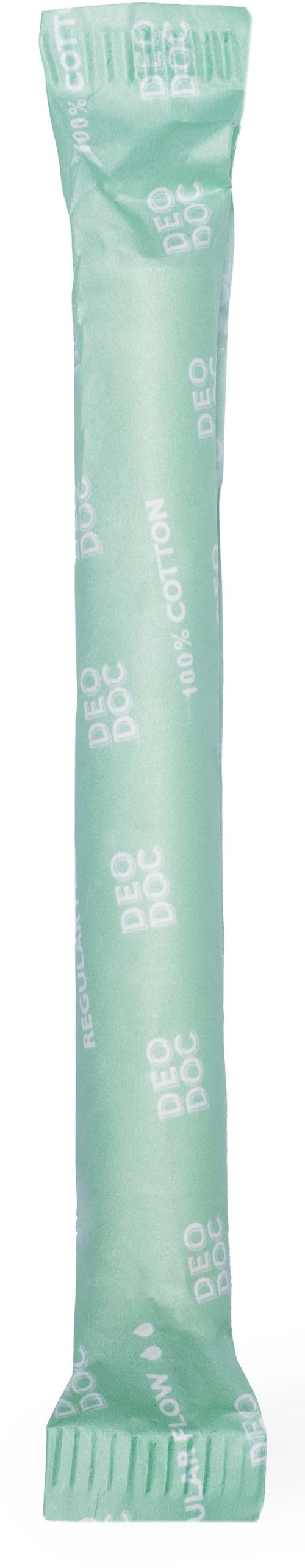 Lange, hellgrüne Packung mit weißen Text, wahrscheinlich ein Kosmetik- oder Hygieneprodukt.