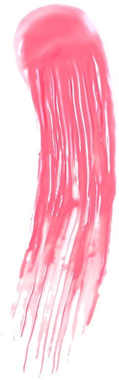 A pink, elongated shape with streaks and a rounded top, resembling a jelly or a soft object.