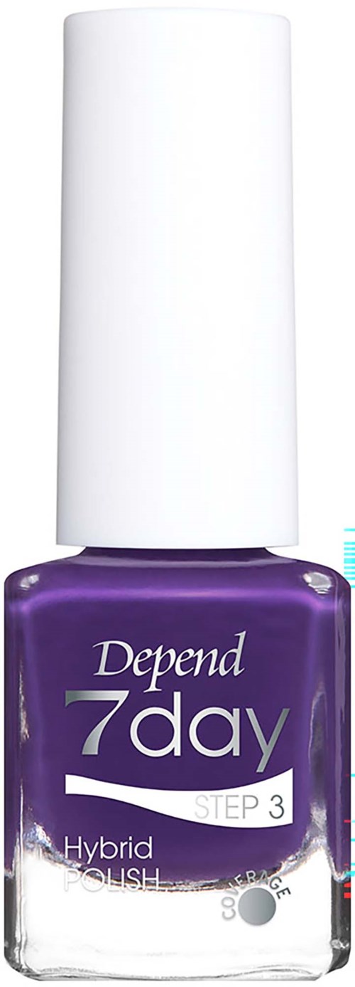 Lila nagellack i flaska med Depend 7day steg 3 Hybrid Polish.