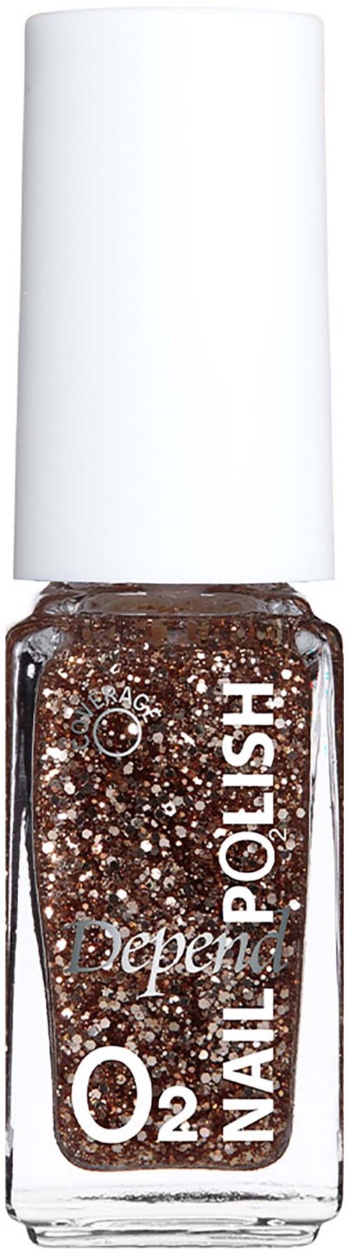 Kynttä kynsilakka pullo, jossa ruskea glitteri ja valkoinen kansi, merkiltä OPI Nail Polish Deep.