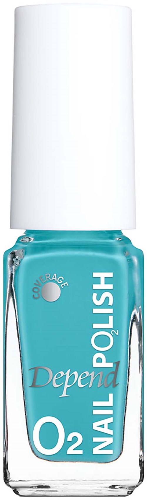 A bottle of turquoise nail polish with a white cap and the words "Nail POLISH" on it.