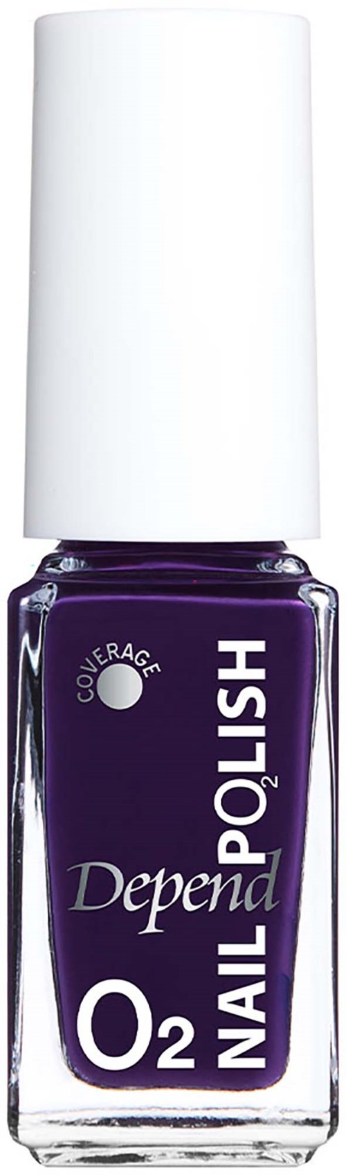 Purple nail polish bottle with white cap, labeled Dependa Nail O2 and Cover R Future.