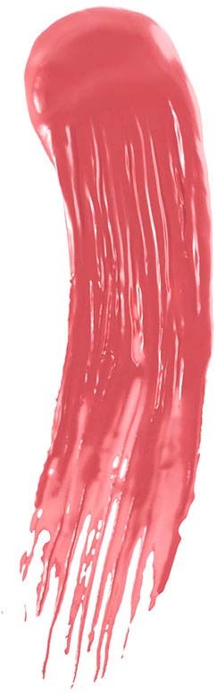 A red and pink abstract shape with streaks, resembling a paint stroke or brush mark.