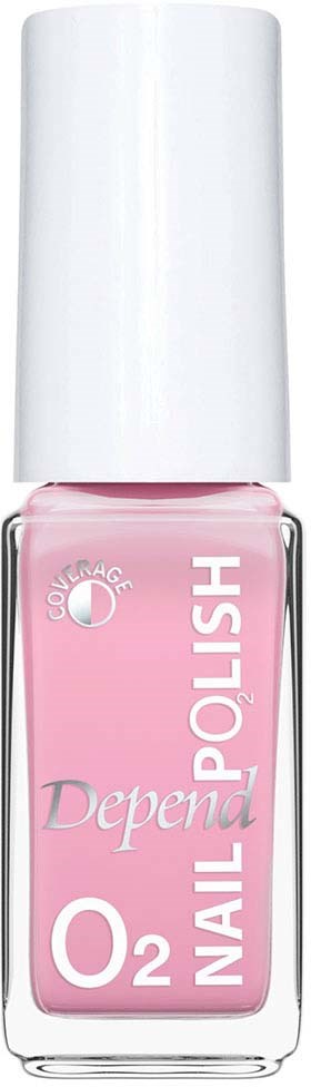 Pink nail polish bottle with white cap, labeled with brand and product details.