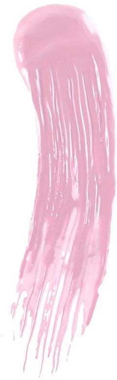 A pink, abstract, brush-stroke mark with a rounded top and long, streaky lines.
