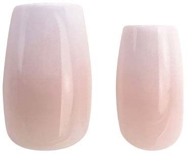 Two light pink vases of different sizes, smooth surface, simple and elegant design.