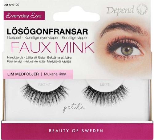 Faux mink lashes with long, thick black hair, designed for easy application and a natural look.